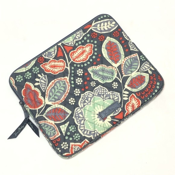 Vera Bradley Nomadic Floral Tablet Zipper Case Sleeve Padded Gray Teal - Picture 1 of 6
